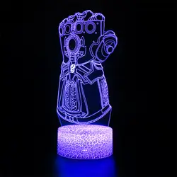 Marvel легенды 3D проекционная лампа USB RGB цвет Мстители Endgame Дети сна огни танос перчатки ночник