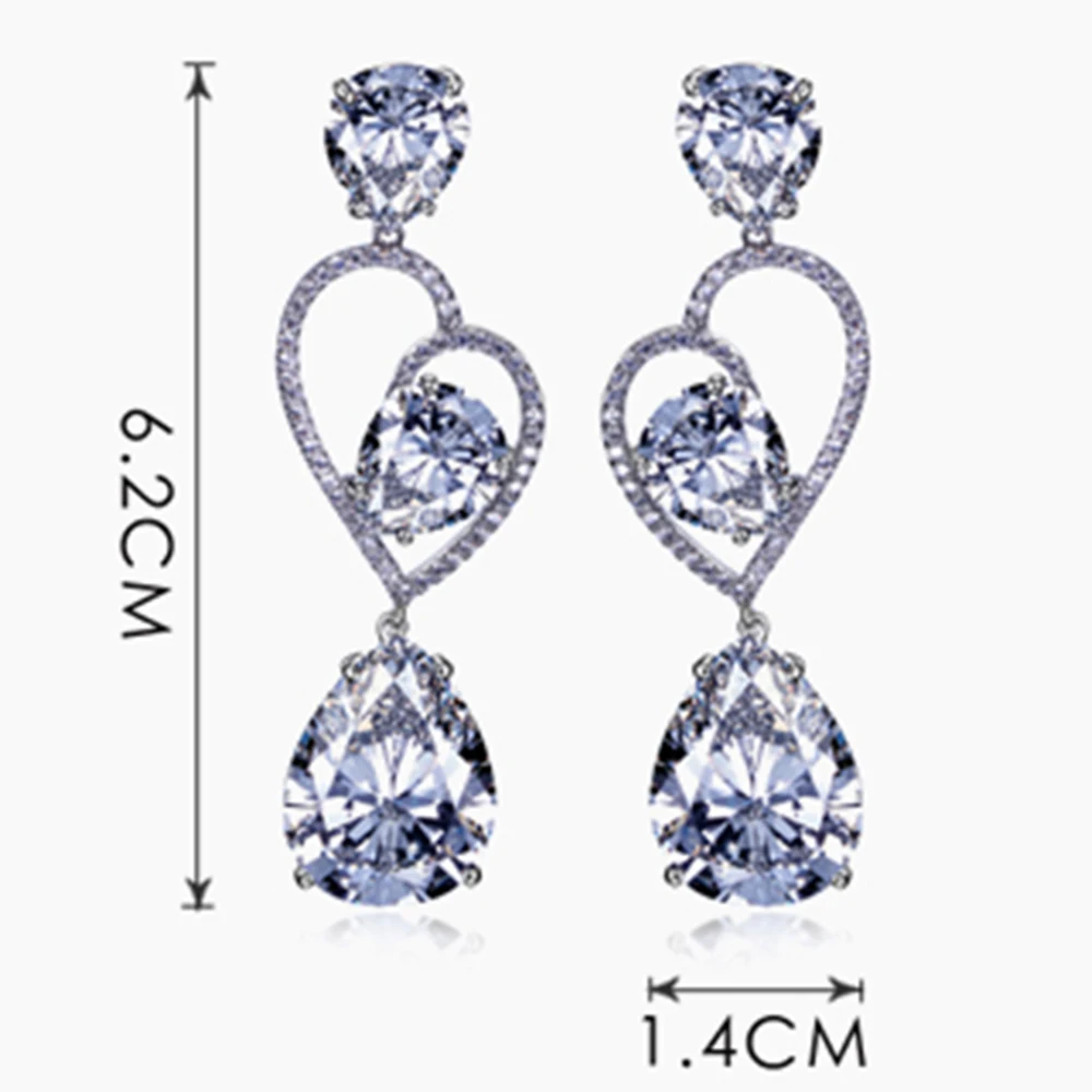 Heart Dangling Earrings White Brincos Oorbellen Boucle d'oreille Femme Women Wedding Jewelry Bohemian Dropping Big Earring