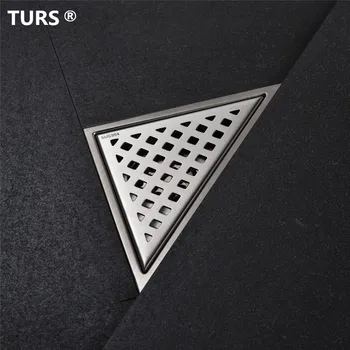 

Free shipping Stainless Steel Bathroom Floor Drain Shower Floor Drain Triangle Shape Grate Waste Drain