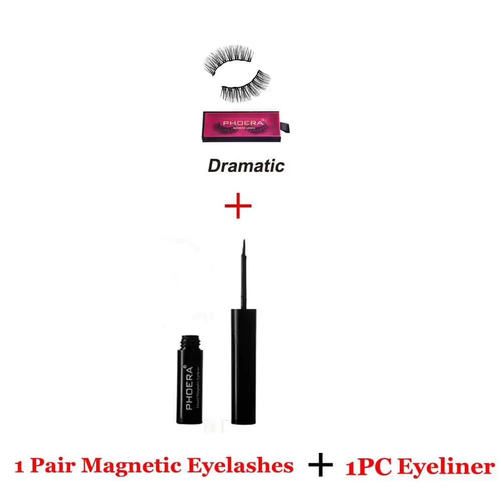 1 Набор Phoera Магнитная жидкая подводка для глаз гелевые накладные ресницы Идеальный 3D набор для макияжа ресниц сильный пятимагнитный - Цвет: DrEyelashesEyeliner