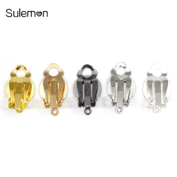 

200pcs/Lot Metal Frog Ear Clip(Clasps with Hole) Non Pierced Ear Clips DIY Handmade Clip Earrings Parts Jewelry Findings AS36