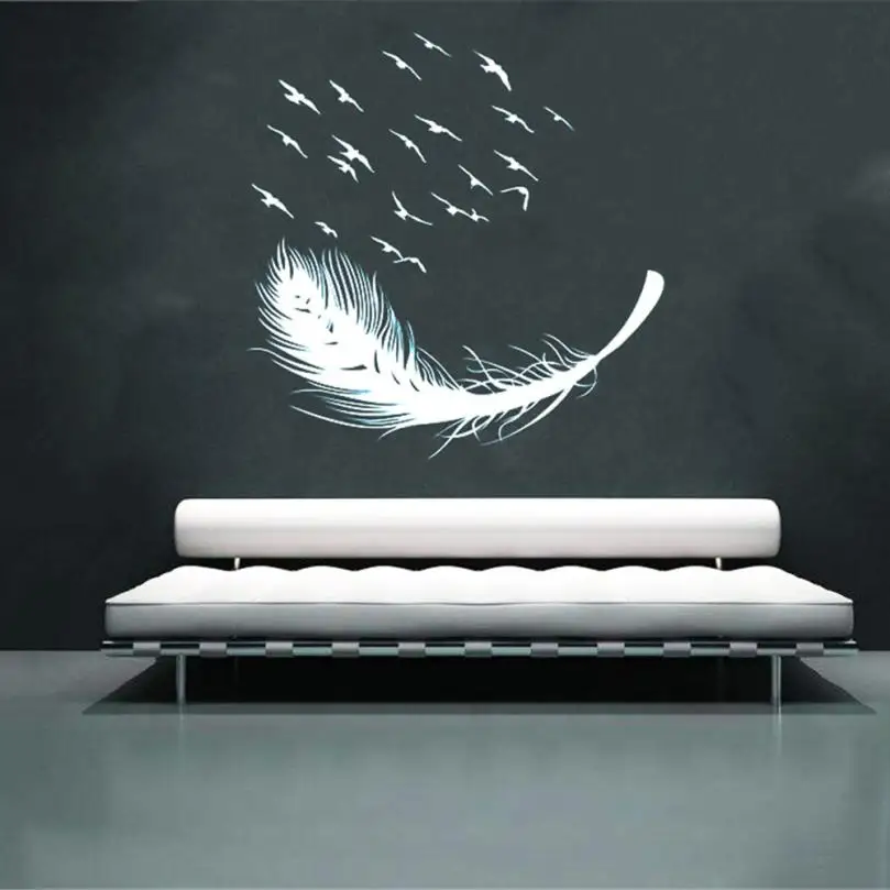 

Home Decor DIY Bird Feather Removable Wall Decal Family Home Sticker Mural Art Home Decor wall sticker Home Deco mirror AU10