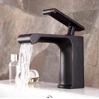 

New Water tap high quality Waterfall faucet cold and hot ORB bathroom sink faucet basin faucet with 45 cm plumbing hose