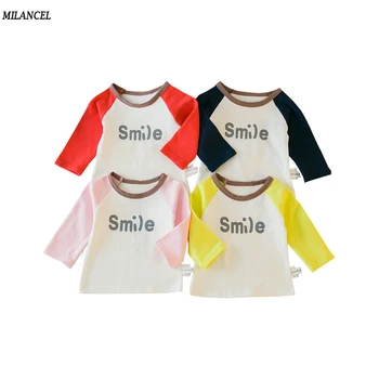 

MILANCEL 2018 Baby Blouse Cotton Kids Girls Base Shirt Simple Style Boys Shirt Long Sleeve Baby Clothing O-neck Boys Base Blouse