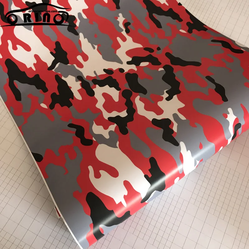 Black White Red Camouflage Vinyl Film Wrap-5