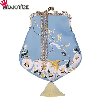

New Vintage Shoulder Bag Mini Purse Women Tassel Embroidery Chain Crossbody Handbag Messenger Bag National Wind Rabbit Fringe