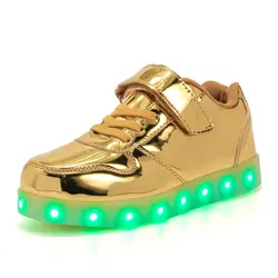 Светящиеся кроссовки светодиодный свет для детей освещение обувь usb зарядка для девочек мальчиков сверкающие с подсветкой Размер обуви 25-37