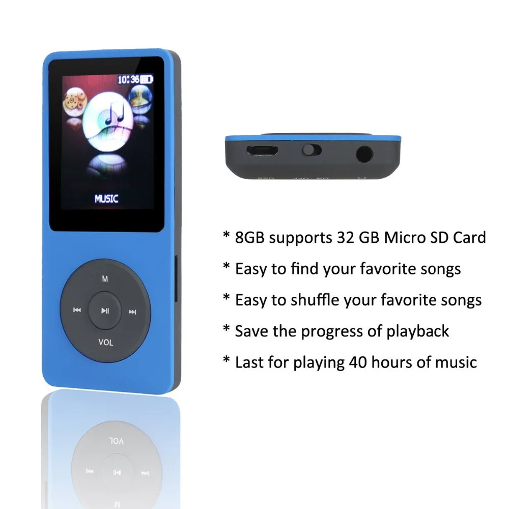 Оригинальный MP3 музыкальный плеер 8 Гб хранения 1 дюймов экран может играть 50