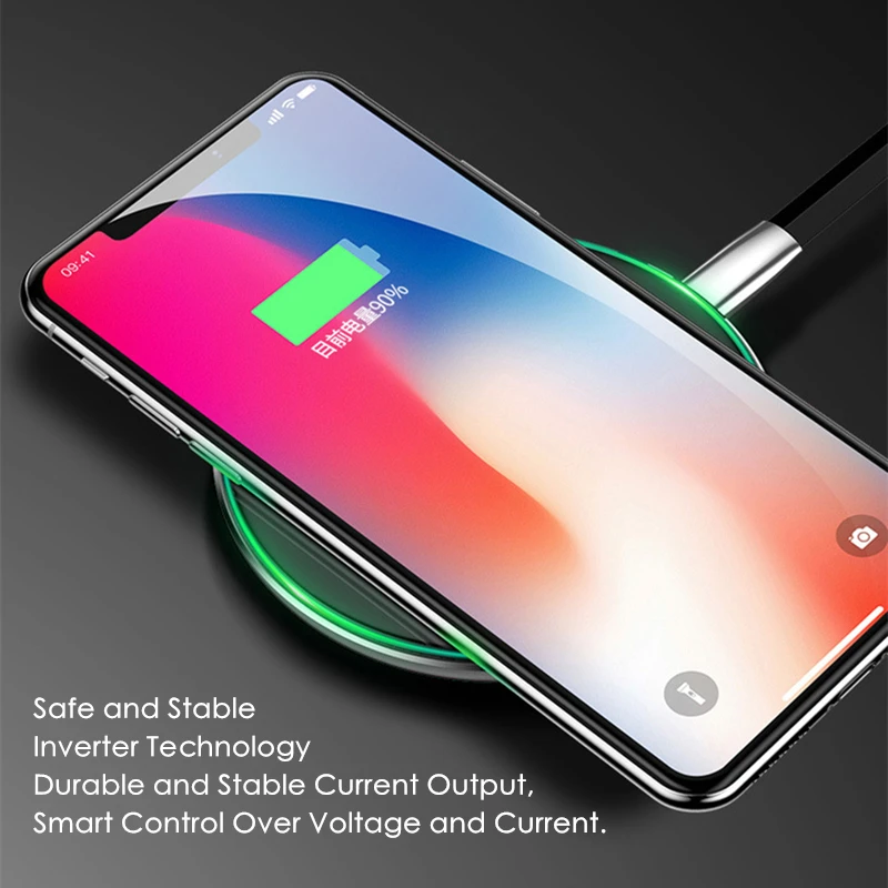 Qi Беспроводной Зарядное устройство 10 Вт быстро для iPhone 8 Plus X Беспроводной зарядного устройства для samsung S8 Примечание 8 Быстрое беспроводное зарядное устройство для телефона