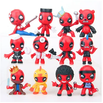 

6CM 12 Pcs/set The Avengers Deadpool X-Men Action Figure PVC Statue Cute Multi-styling Ver Model Decoration Toy Opp Bag H346