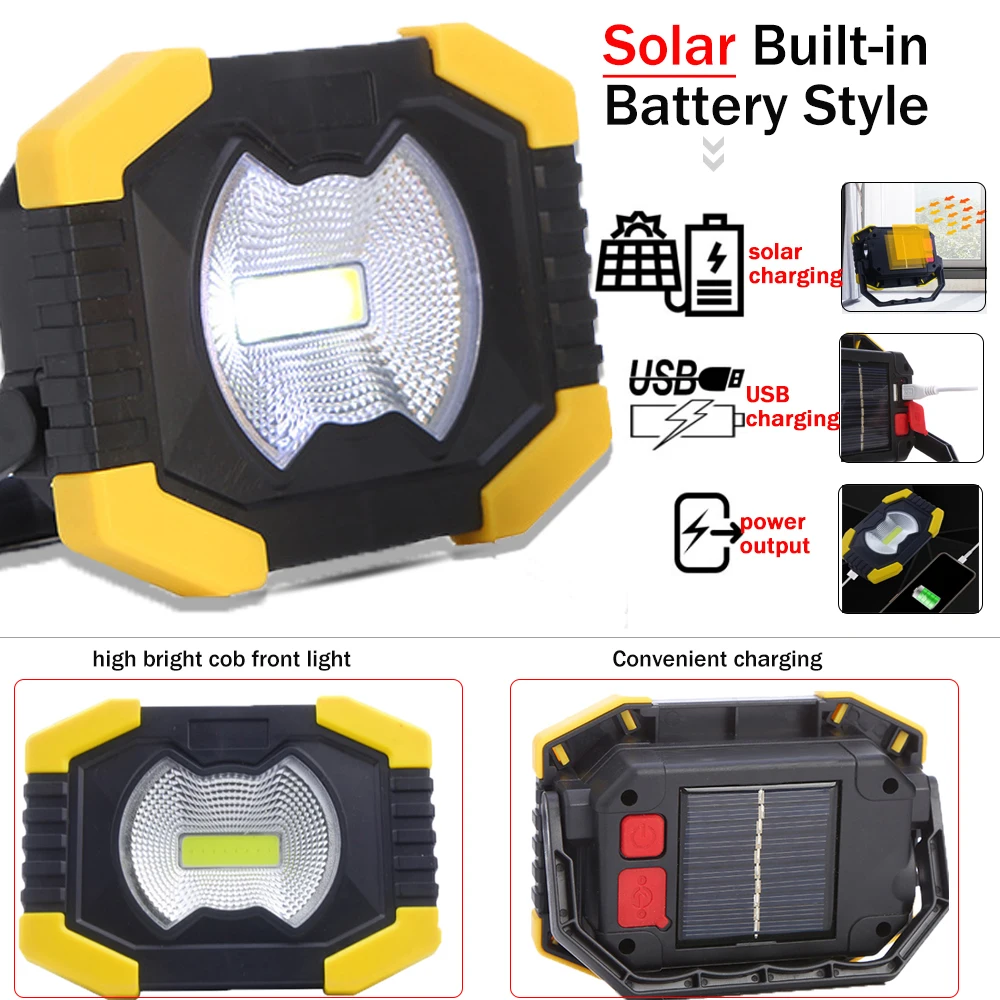 Солнечный светильник, портативный Рабочий Точечный светильник 50 Вт, походный светильник, фонарь, USB Перезаряжаемый COB светодиодный светильник-вспышка, поисковый светильник для улицы