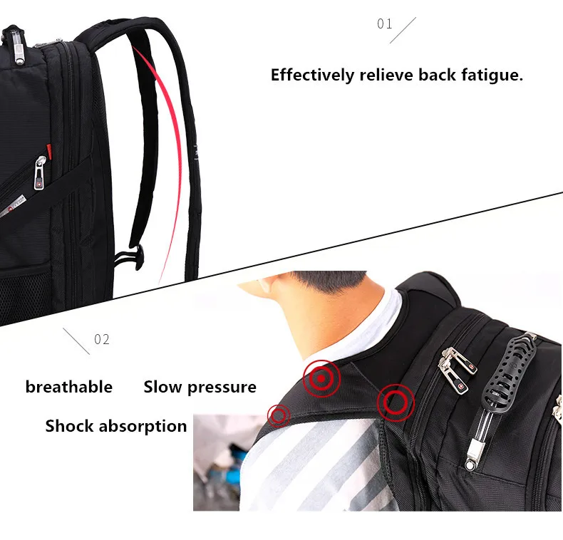 Многофункциональная мужская сумка большой емкости, модный рюкзак для путешествий с usb зарядкой, водонепроницаемый Противоугонный мужской рюкзак для ноутбука 15,6 дюймов 17 дюймов