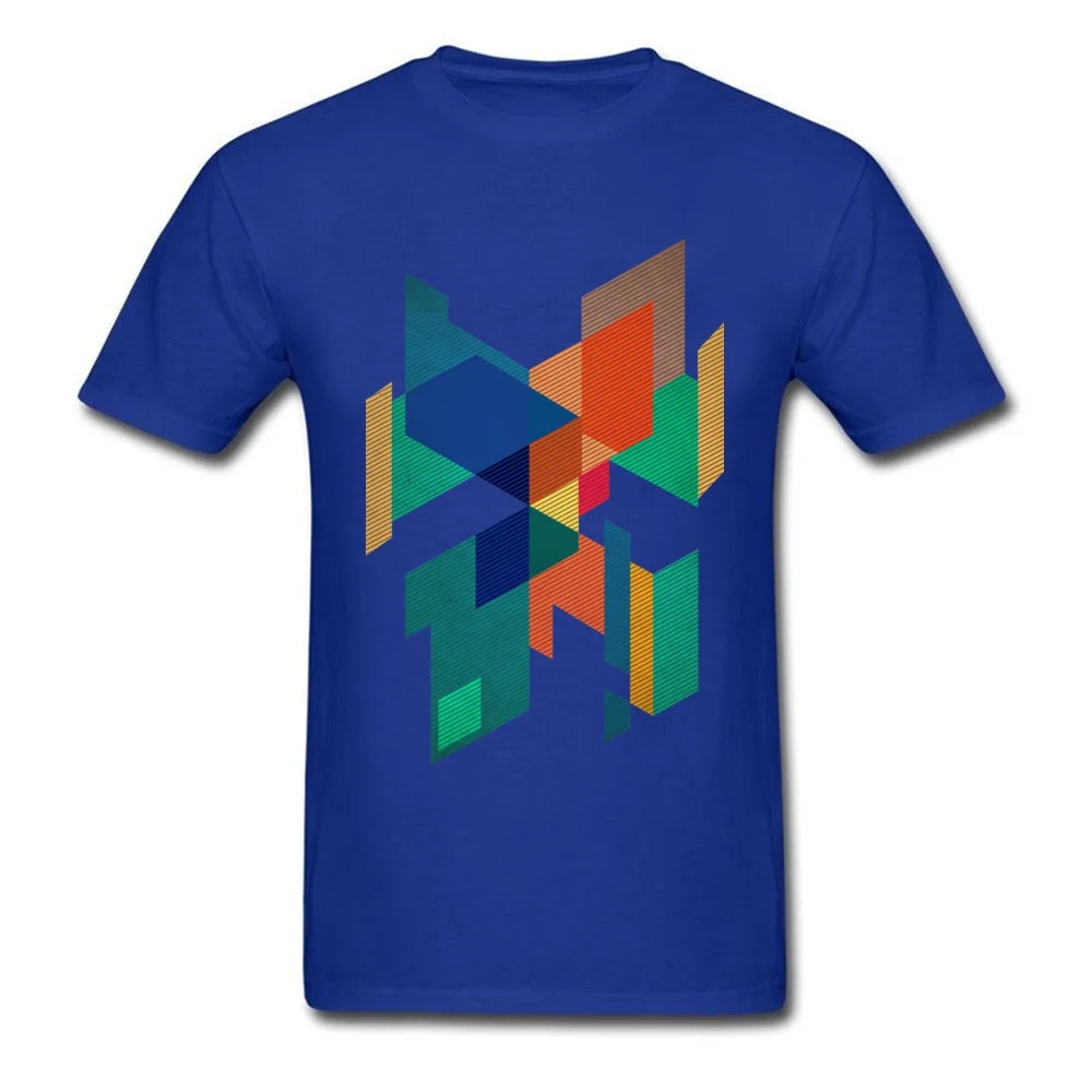 Dominant Men's Tops Tees Abstract Geometric Colors Composition Cool T Shirt Pure Cotton Short Sleeve Group T Shirt Crewneck Abstract Geometric Colors Composition blue