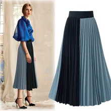 Новые летние стильные женские юбки больших размеров модные повседневные свободные в стиле пэтчворк шифоновые плиссированные юбки для женщин большие миди юбки