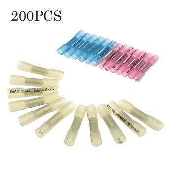 

200PCS Waterproof Heat Shrink Butt Terminals Connectors Electrical Wire Splice Cable Crimp Terminal Connectors Kit with Box