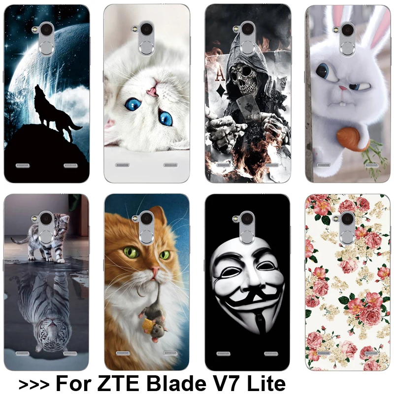 Различные рисунком чехол для zte Blade V7 Lite Мягкие TPU 5 0 &quotТелефон задняя крышка
