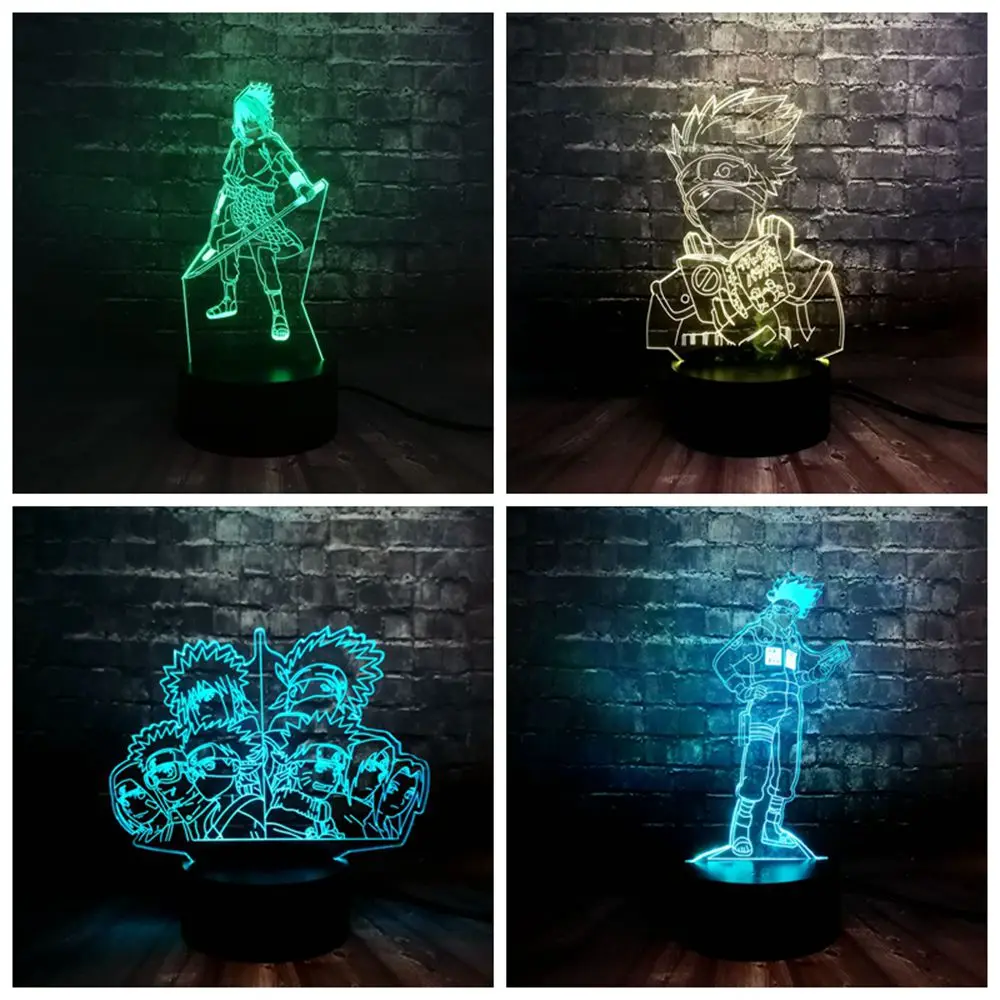 

Drop Shipping 2019 Cartoon 3D Japan Anime Figure Uzumaki Naruto Series 7 Color LED USB Charge Night Mood Light Holiday Kids GIft