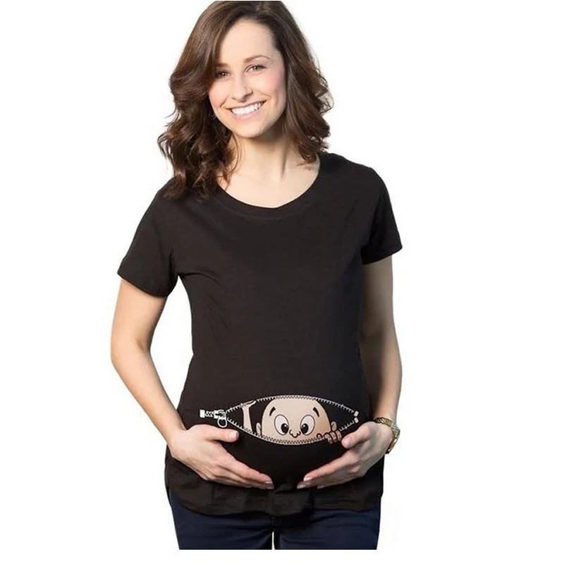 Hot Sale Funny Pregnancy T Shirts For Pregnant Women Summer Tees Women T-shirts Slim Cartoon Maternity Nursing Tops O-Neck