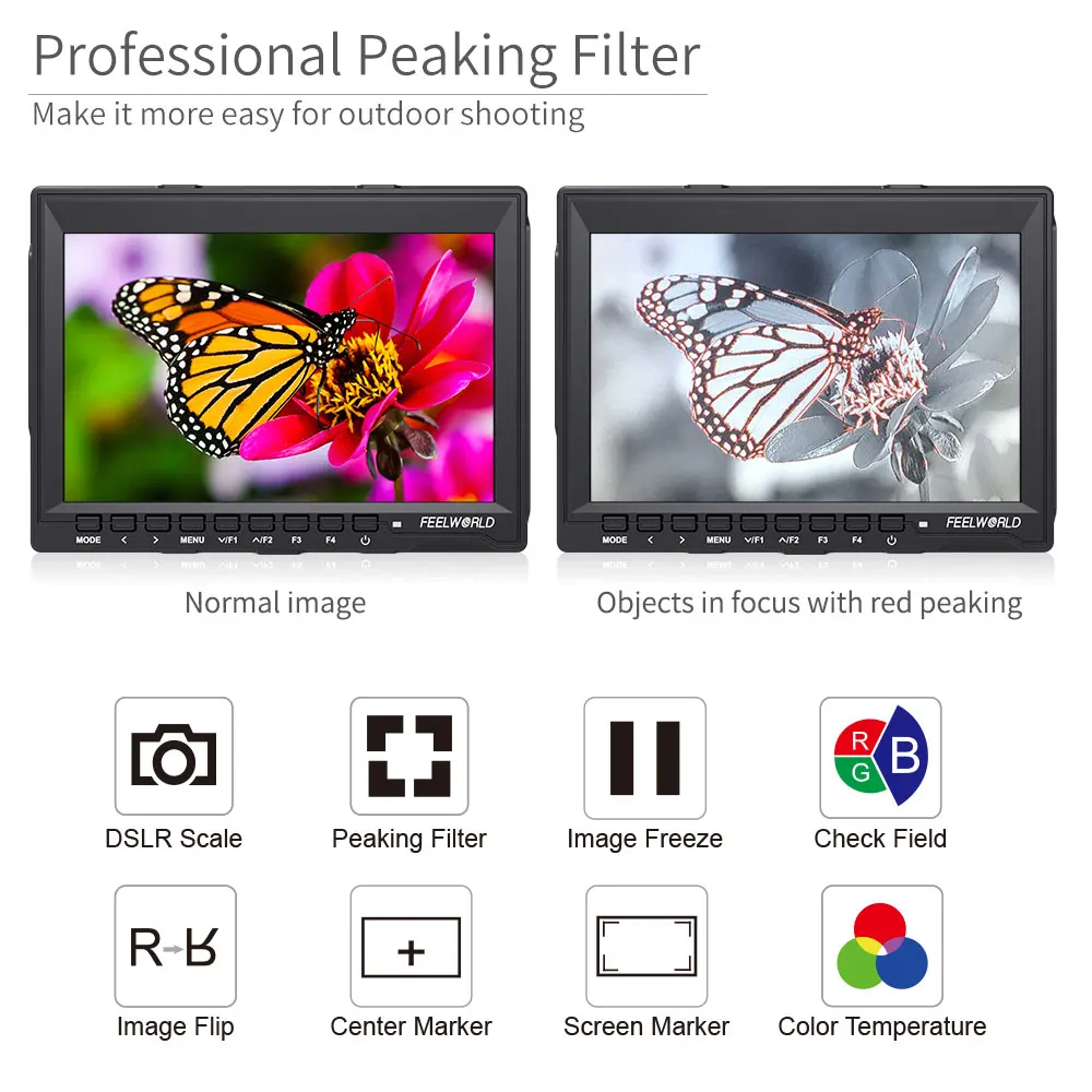 FEELWORLD FW759 7 дюймов DSLR камера полевой монитор 4K HDMI AV вход IPS HD 1280x800 ЖК дисплей видео