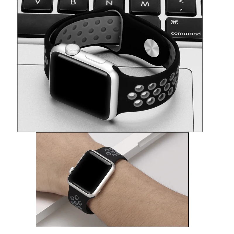 Ремешок для apple watch 42 мм 38 44 40 correa iwatch 5 4 3 2 спортивный силиконовый браслет