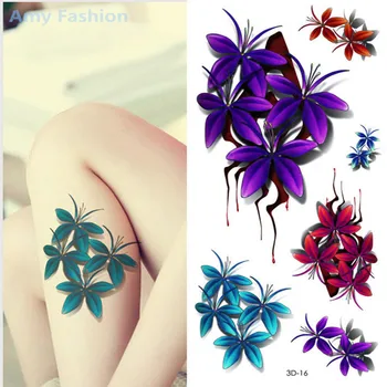 

Body 3D Tattoo Sticker Women'S Colorful Waterproof DIY Stickers Glitter Temporary Tattoos Mini Flower Butterfly Decor