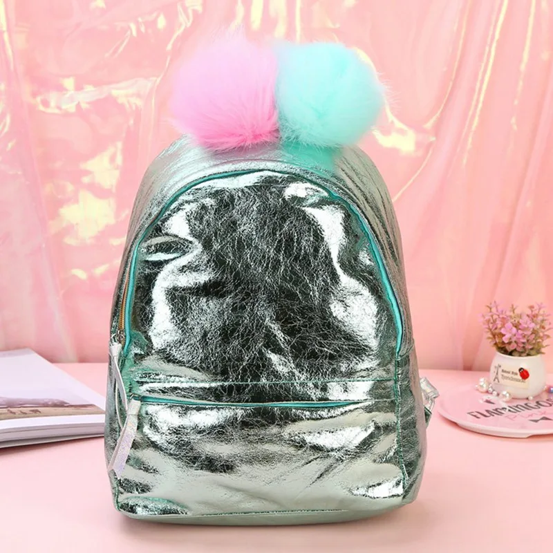 1 шт., милая меховая сумка с блестками для девочек, яркий рюкзак, школьная сумка, полиуретановая логическая единица физического модуля, вместительная сумка для детей