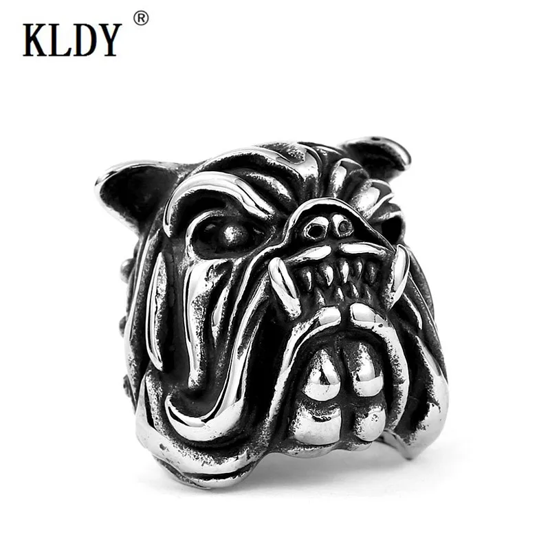

Mens Ring gold Boys Punk Bulldog Exaggerated Ring men Personality Titanium Steel Animal Jewelry silver gold vintage rings 2018