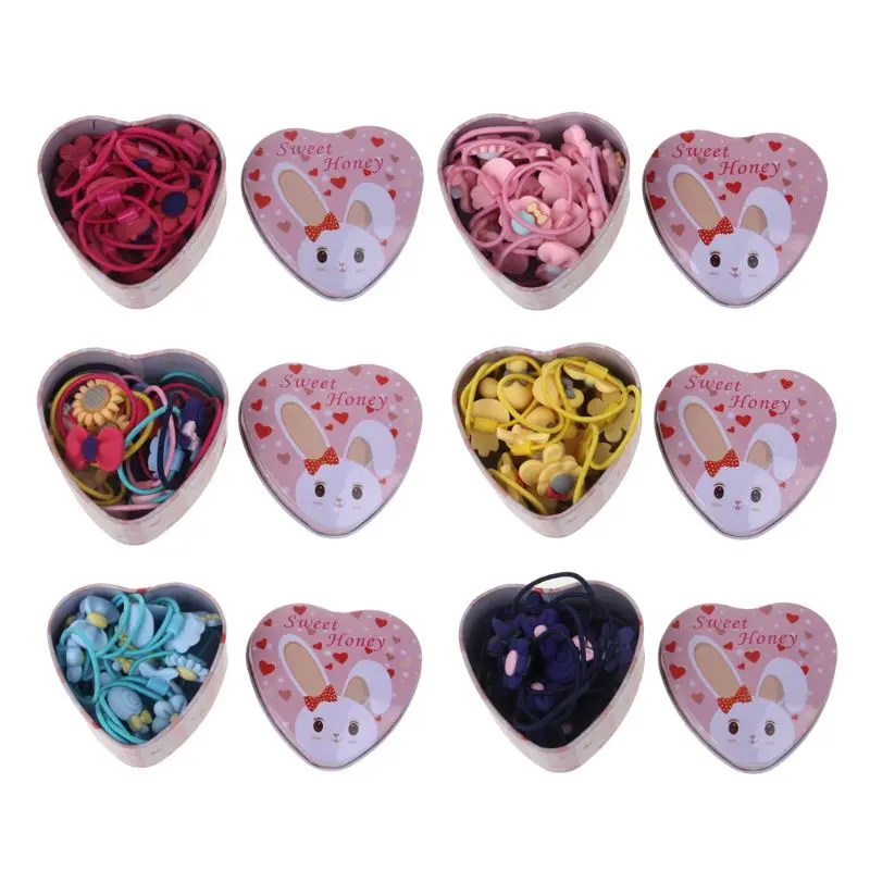 

20pcs/Lot New Gift Box Packed Girls Cute Cartoon Elastic Hair Bands Headwear Scrunchies Rubber Bands Headbands Hair Accessories