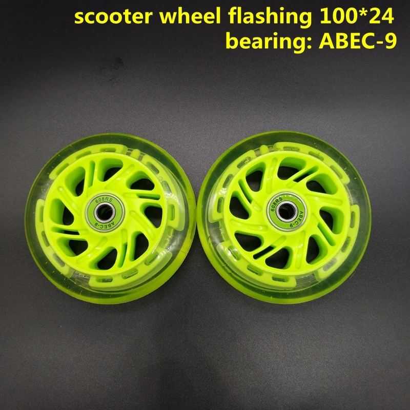

free shipping scooter wheel flashing lighting wheel 100*24 mm PU wheel