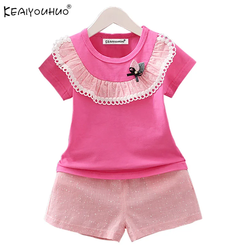 

2017 Children Clothing Sets Summer Girls Sport Suit Clothes Short Sleeve T-shirt+Shorts 2 Pieces Girl Outfits Suits Kids Costume