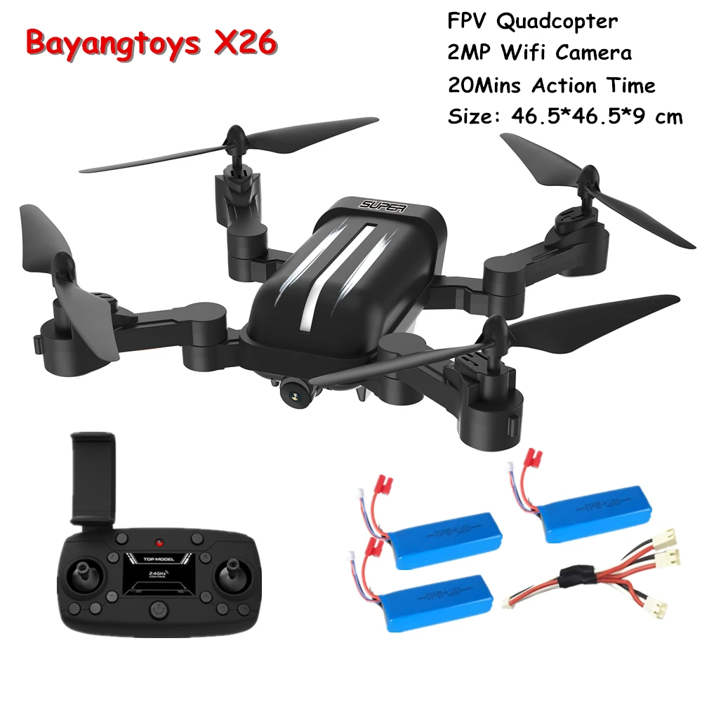 Складной Дрон Bayangtoys X26 с камерой 2 МП возврат одной кнопкой 20 минут полета
