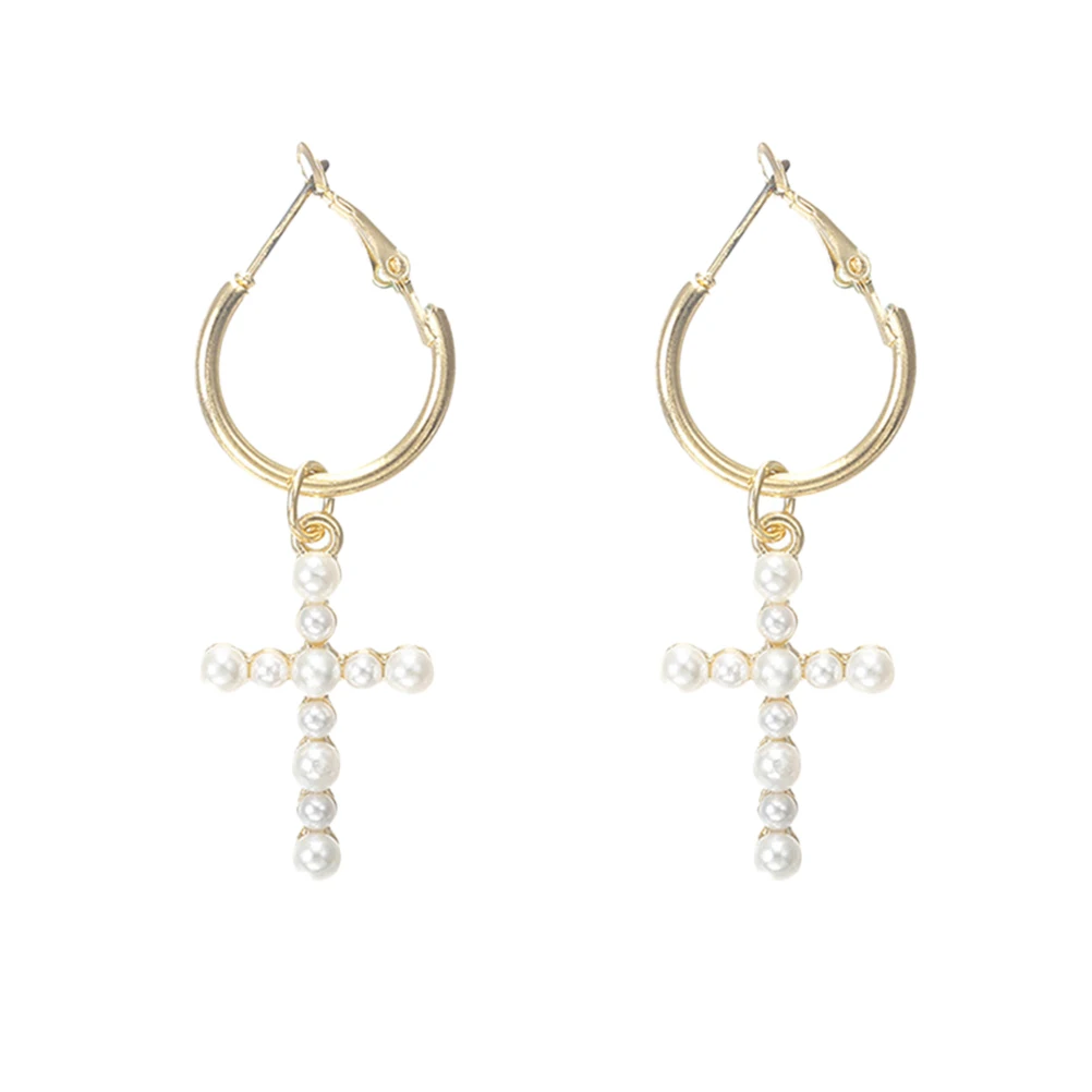 

1 Pair Pearl Cross Earring Simple Stud Earring Earbob for Girls