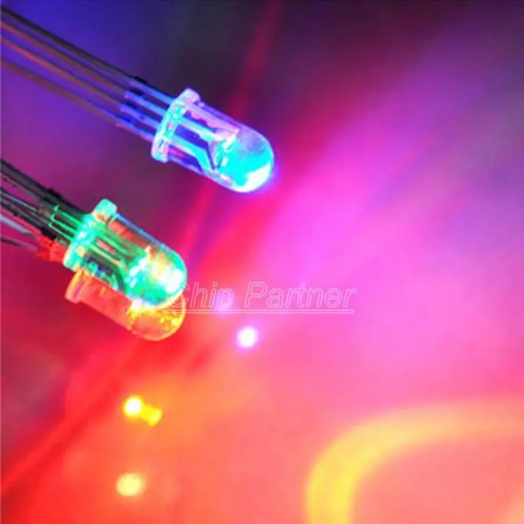 

5mm 4 Pin RGB Diffused Common Anode LED Red Green Blue 100pcs Free Shipping