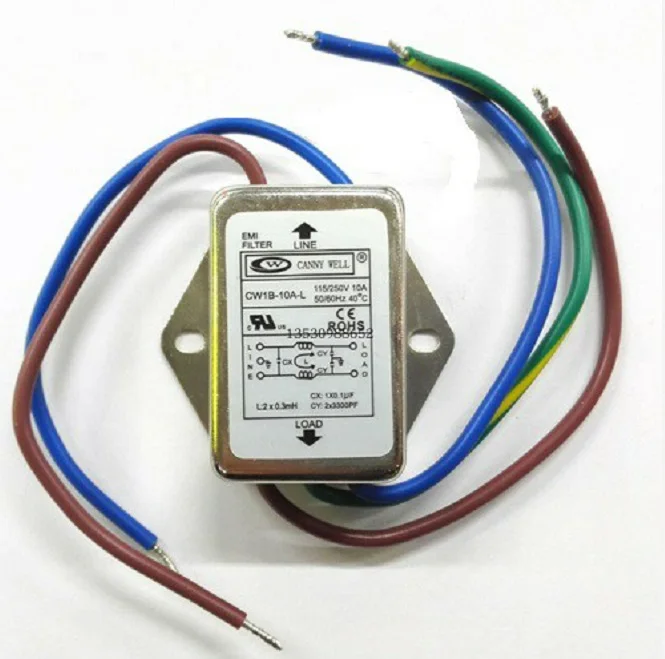 Produktbild von EMI Netzfilter CW1B-10A-L(040) – Einphasenfilter Für 115V/250V, 10A, 50/60Hz, Mit Steckanschluss, 1450VDC Isolationsprüfung
