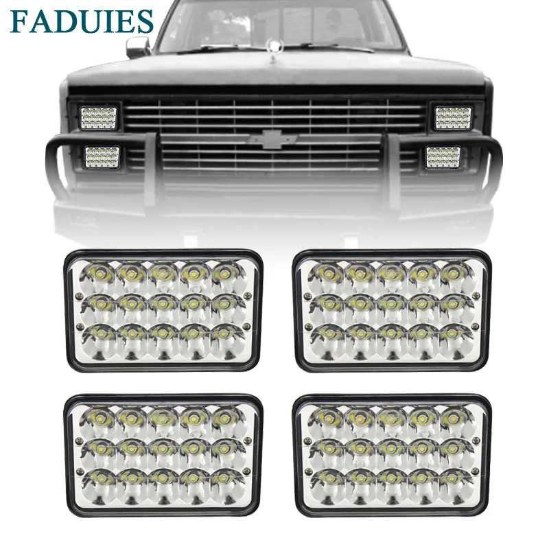 

FADUIES LED Rectangular 4pcs 4x6 45W LED Headlight H4651 H4652 H4656 H4666 H6545 For Cheverolet/Kenworth/Peterbilt/Volvo