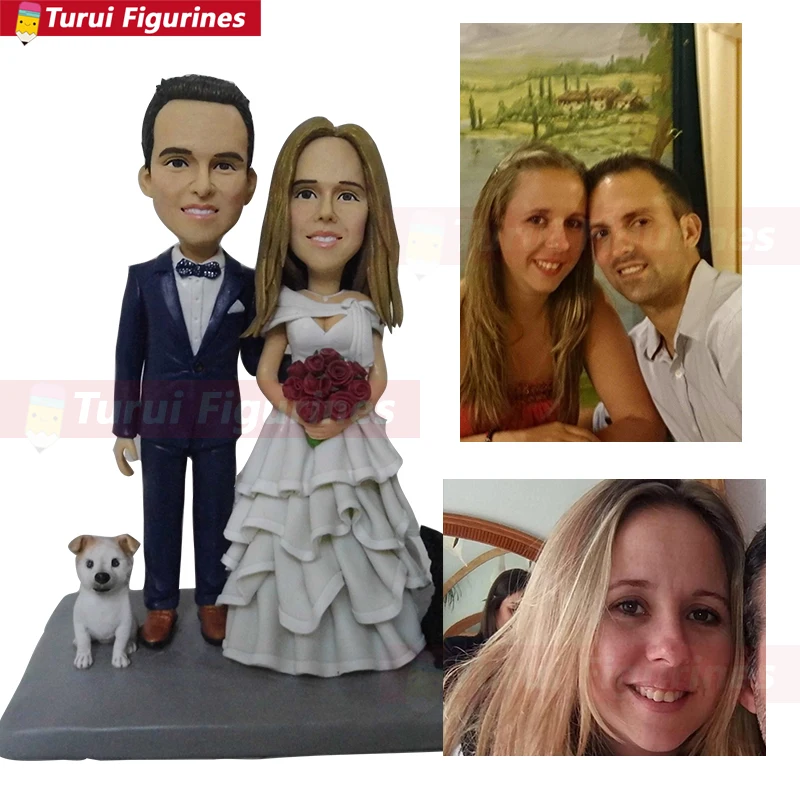  Turui Figurines custom wedding invitation cake topper dress suits ring personalised with name and d - 33056331023