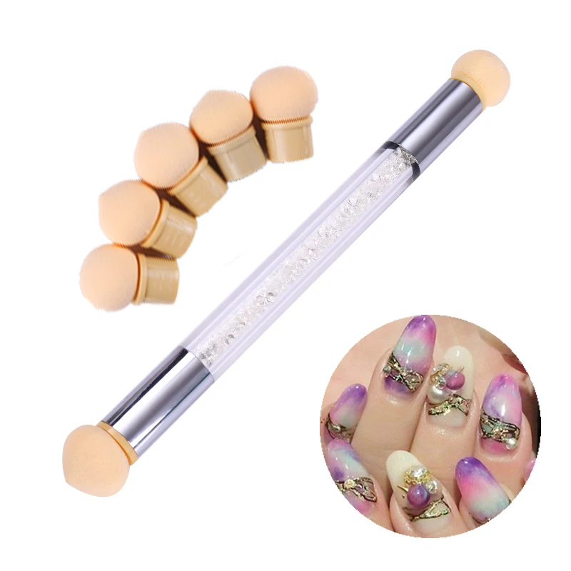 

Sponge Heads Brush Sharp Round Replaceable Powder Brush Shade Gradient Pen Nail Art Tool UV Gel Polish New Design for Manicure