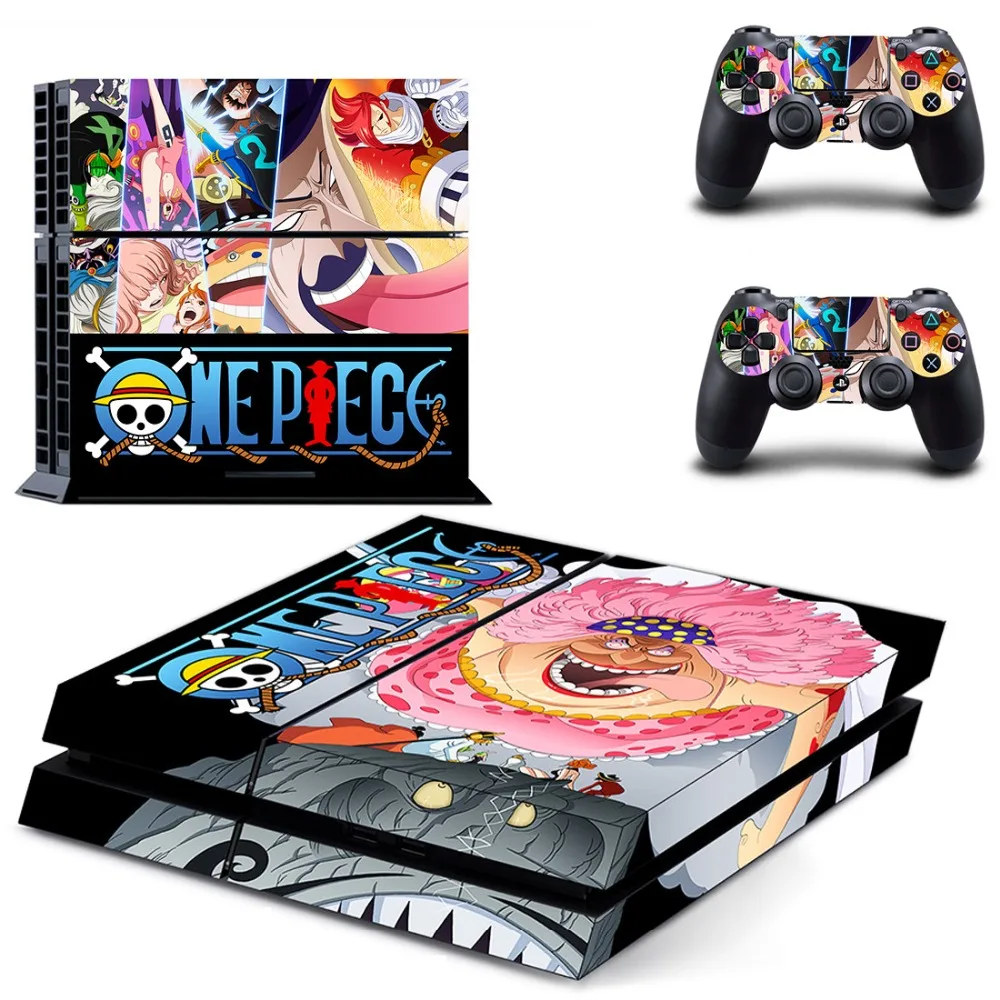 Стикеры для консоли Sony PlayStation 4 и 2 шт. чехлов контроллеров PS4 виниловые Аниме One Piece
