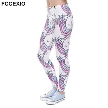 FCCEXIO Brands New Fashion Women Leggings Unicorn And Sweets 3D Printed Leggins Fitness legging Sexy Slim High waist Woman pants