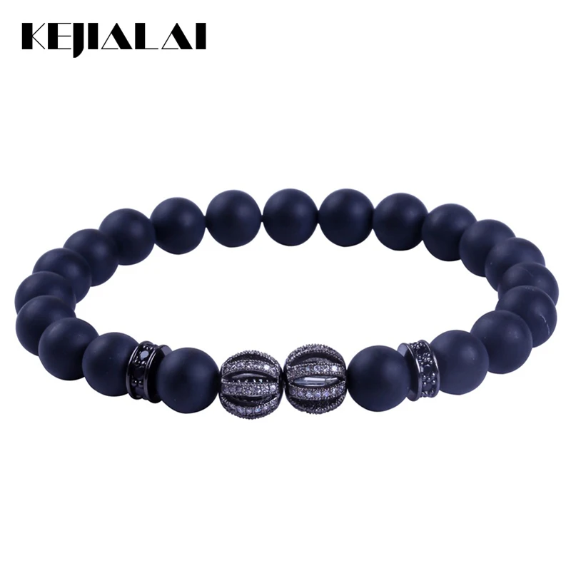 High Quality Natural Stone Bracelet Jewelry Men 8mm Matte Black Beads