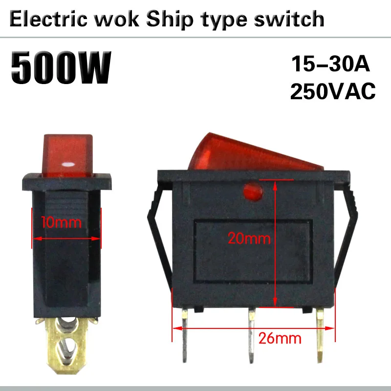 KCD3 500 Вт черный переключатель типа лодки 26x20 мм 15A250V 3 контактный 2 зубчатый для