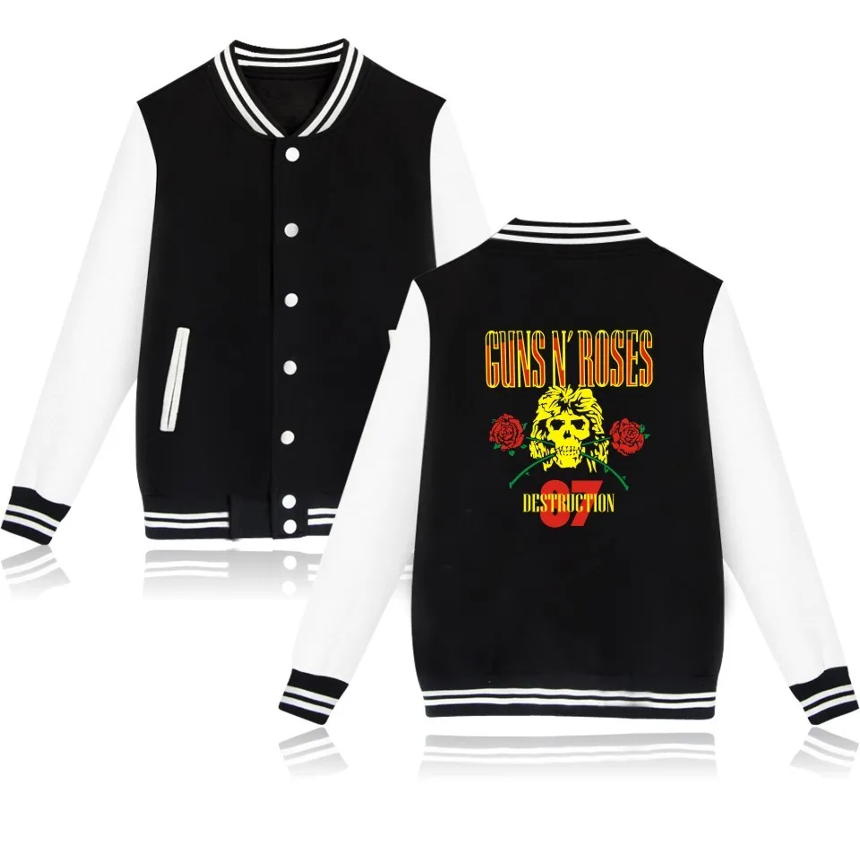 Guns N Roses куртка с длинным рукавом Мужская/Женская Повседневная бейсбольная куртка известная группа одежда пистолеты и розы толстовки Толстовка