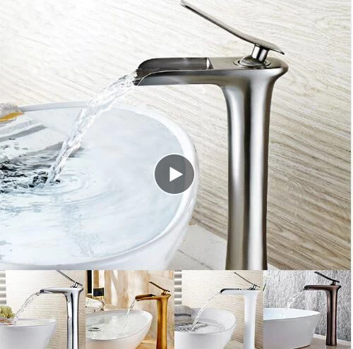 

Waterfall Basin Faucets Bathroom Single handle Basin Taps Drawing Chrome Tap Bathroom Accessories Single handle Mixer Faucet A17