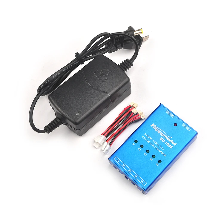 

Charsoon BC-1S05 5-port 1s 3.7V 0.5A lithium battery balance charger with 12V 2A power adapter T plug for RC toy charging four