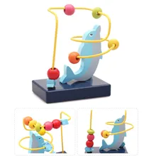 Зрительно-моторная координация детей головоломки игрушки раннего развития Деревянный Мини Животные вокруг бусины игрушка упражнения