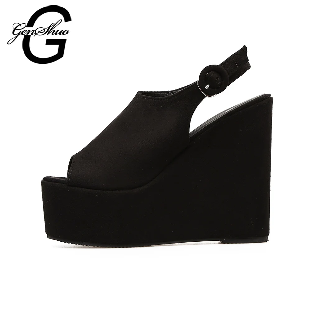 

GENSHUO Women Sandals Ladies Shoes Summer PeepToe Fashion Platform High Heels Wedge Sandals Female Shoes Women High Heels Sandal