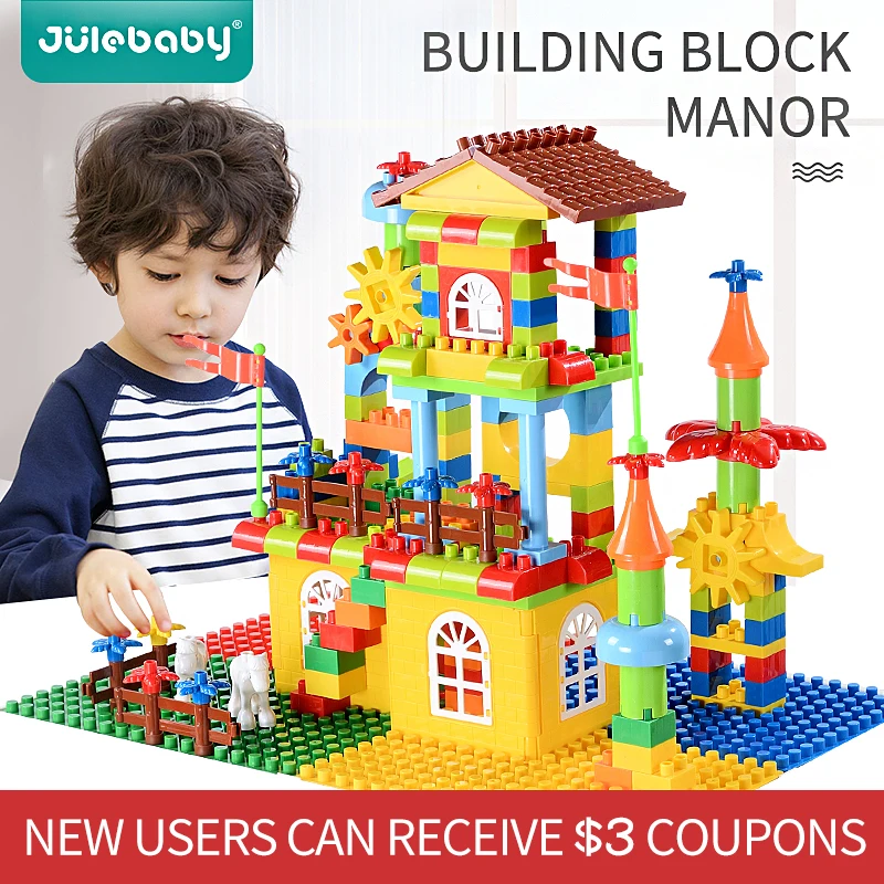 

design building blocks toys construction set for children boys kids Compatible with Duplo brick educational palace model