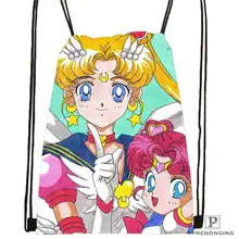 Изготовленная на заказ chibi Чиби Мун походная сумка на шнурке милый рюкзак для детей(черная спинка) 31x40 см#2018612-01-(4