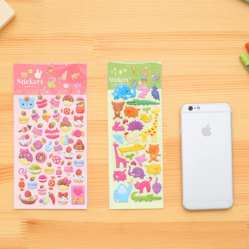 

1Sheet 2019 Hot Sale Cute 3D Animals Fruit Bubble PVC Book Diary Stickers Scrapbooking Mobile Stationery Sticker E0353