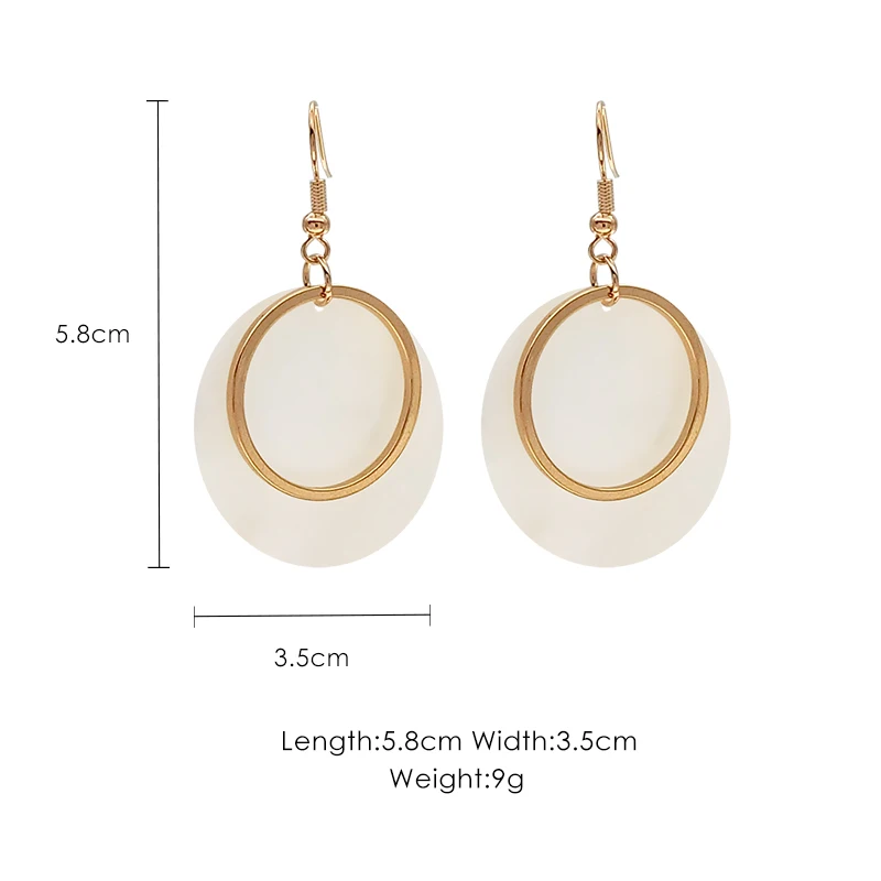 Женские круглые длинные серьги в виде белой раковины женские с подвеской